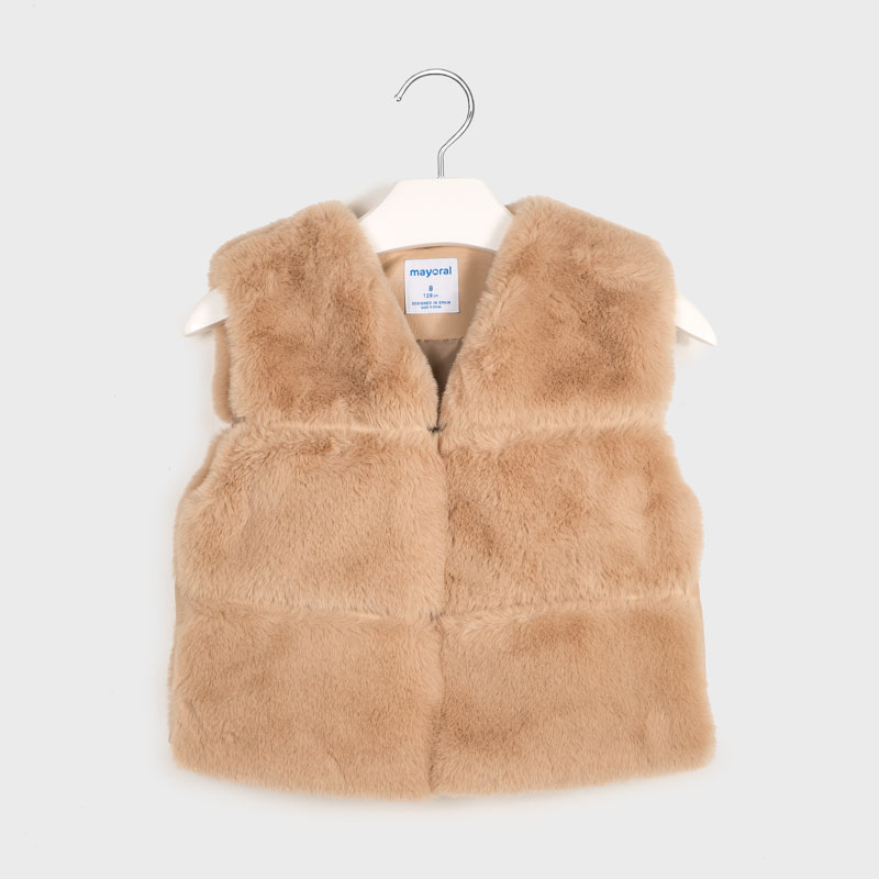 Kamizelka futrzana dla dziewczynki kolor Beżowy Mayoral