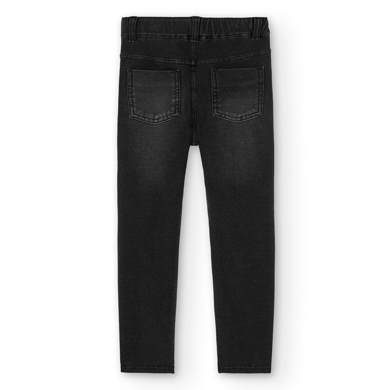 Spodnie jegginsy dzianinowe denim dla dziewczynki kolor czarny Boboli