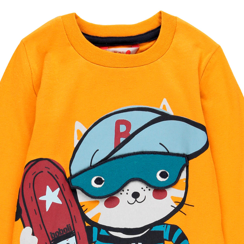 Bluzka z długim rękawem Boboli z klapką dla chłopca kolor żółty