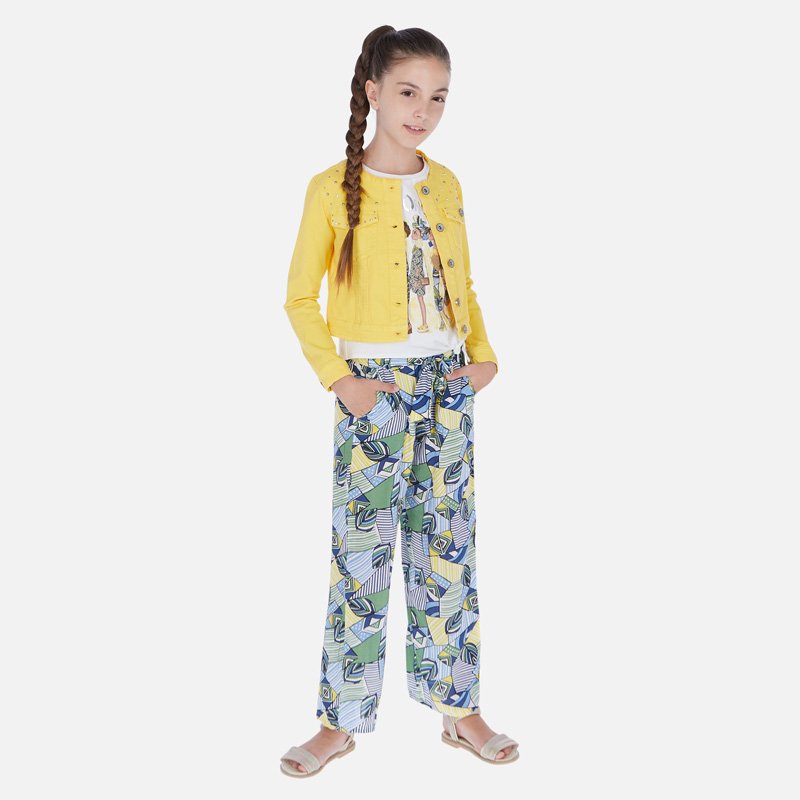 Spodnie dla dziewczynki z wiskozy we wzory Mayoral