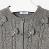 Sweter rozpinany z kokardkami szary