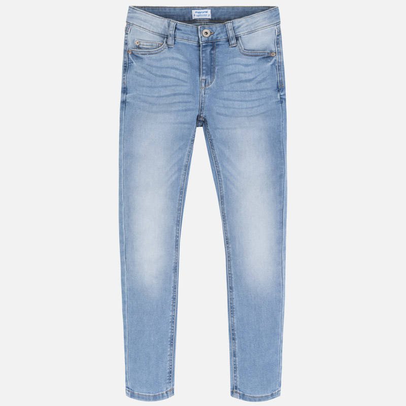 Spodnie długie jeansowe basic slim fit kolor niebieski Mayoral dla dziewczynki