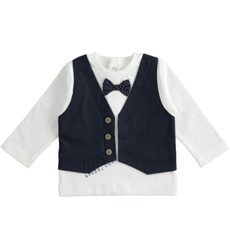 Bluzka niemowlęca z długim rękawem dla chłopca z muszką iDO