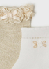 Skarpetki niemowlęce eleganckie białe/ złote Mayoral dla dziewczynki
