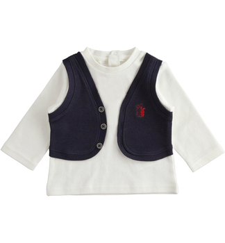 Bluzka niemowlęca z długim rękawem dla chłopca Śmietankowy iDO