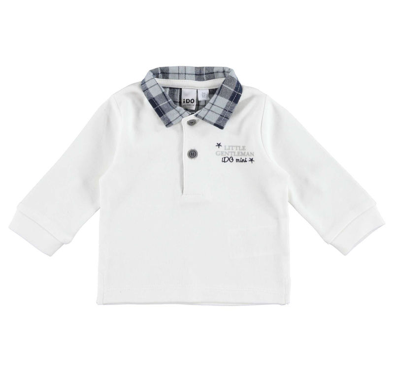 Bluzka polo niemowlęca z długim rękawem dla chłopca Śmietankowy iDO