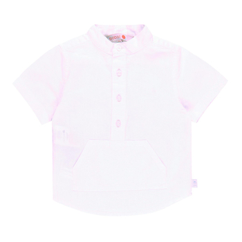 Koszula Boboli lniana z krótkim rękawem dla chłopca kolor biały