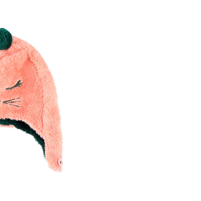 Czapka pluszowa dla dziewczynki kolor różowy