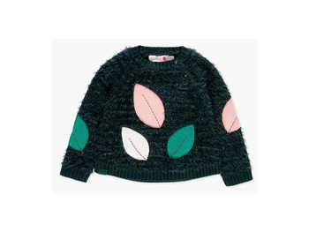 Sweter moher dla dziewczynki ciemny zielony Boboli