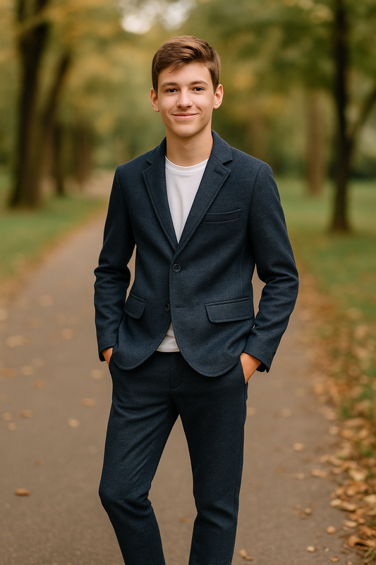 Spodnie miękkie dzianinowe iDO dla chłopca kolor granatowy