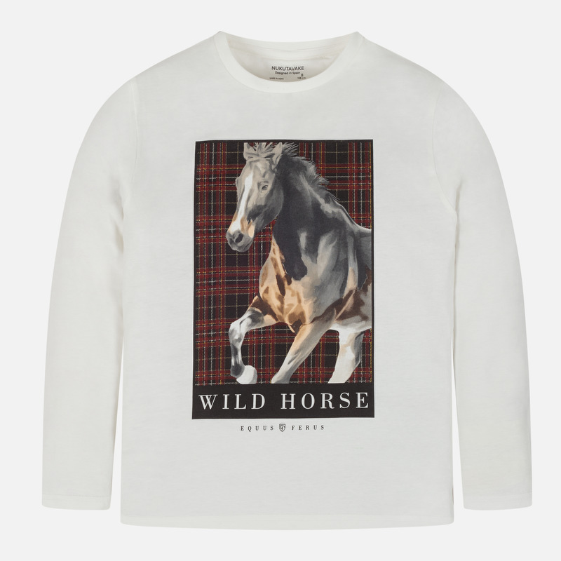 Bluzka z długim rękawem dla chłopca kolor kremowy wild horse Mayoral