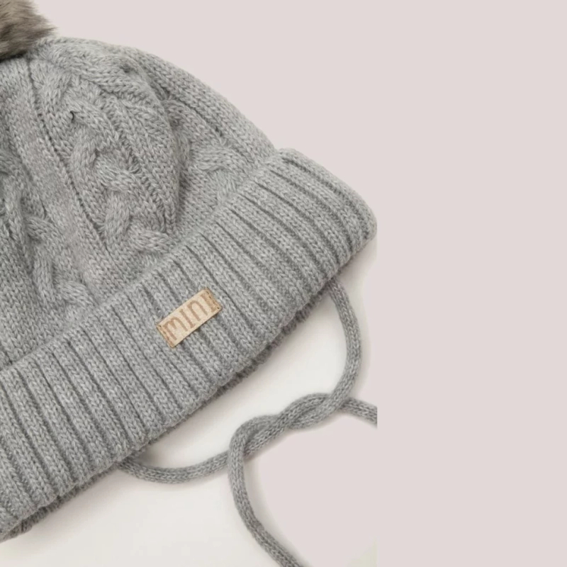 Czapka wiązana Prymus elegancka dla chłopca Broel szara