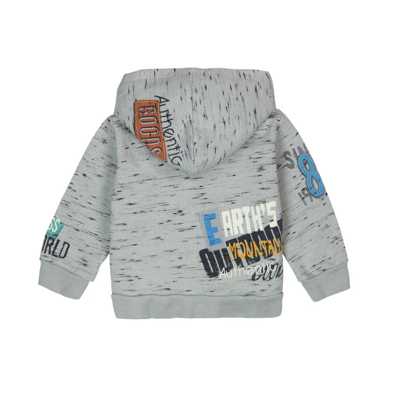 Bluza rozpinana z odpinanym kapturem statki kolor szary Boboli dla chłopca
