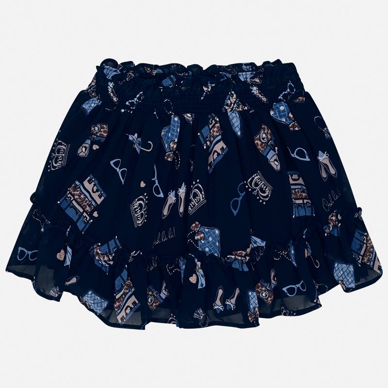 Spódnica szyfonowa z nadrukiem kolor granatowy Mayoral