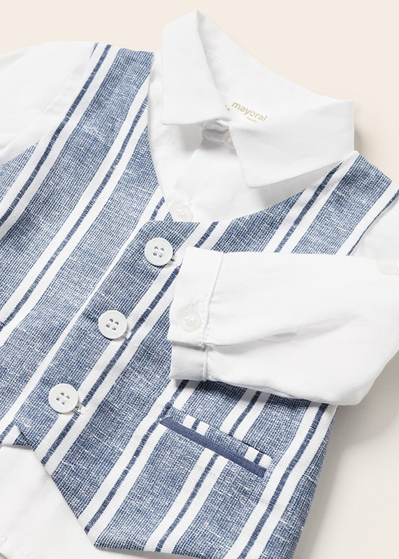 Komplet 2-częściowy koszula z kamizelką krótkie spodnie len kolor niebieski Imperial Mayoral dla chłopca