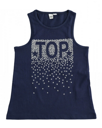 Bluzka bez rękawów dla dziewczynki kolor Granatowy iDO