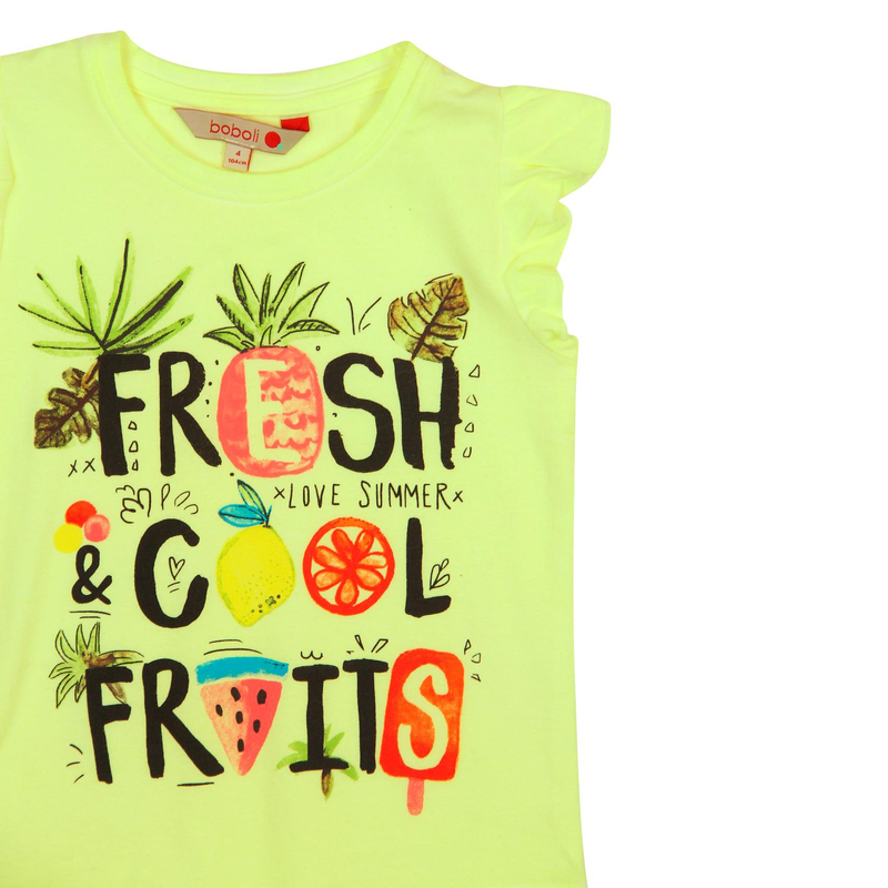Bluzka krótki rękaw dla dziewczynki neonowy