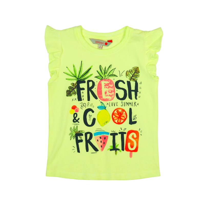 Bluzka krótki rękaw dla dziewczynki neonowy