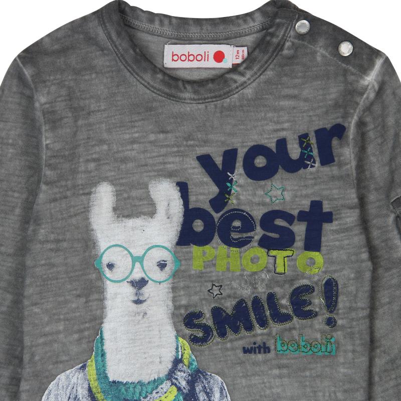 Bluzka z długim rękawem dla chłopca kolor szary Boboli