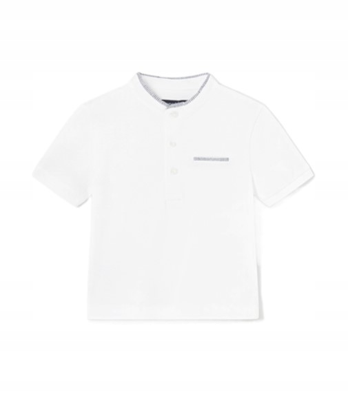 Koszulka polo z krótkim rękawem stójka dla chłopca Mayoral biała