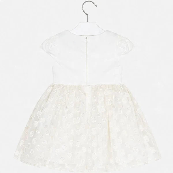 Sukienka elegancka z krótkim rękawem Mayoral kolor kremowy