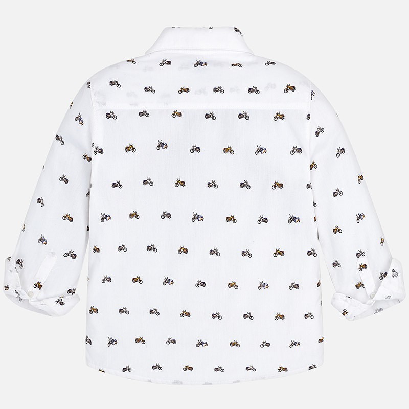 Koszula dla chłopca w motory kolor biały Mayoral