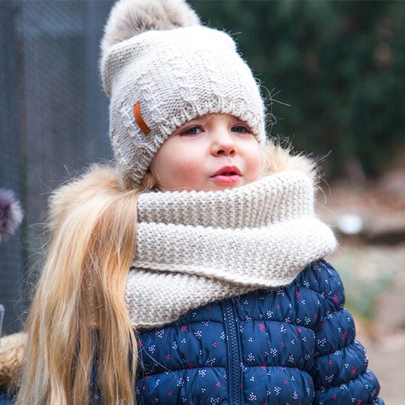 Komin boa zimowy Telimena dla dziewczynki Pupill kolor beżowy
