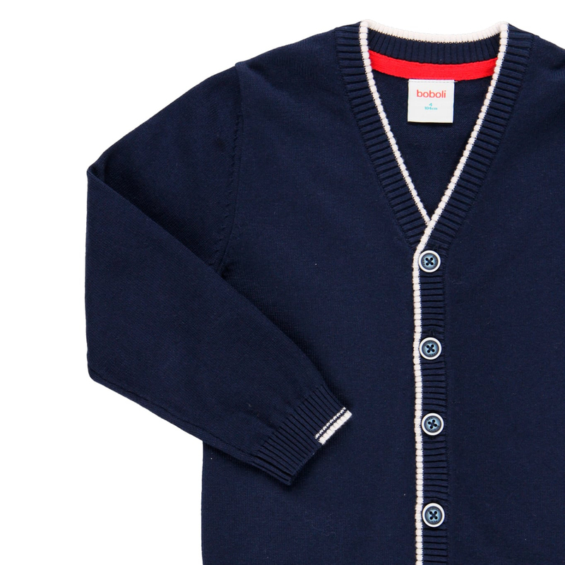 Sweter kardigan rozpinany dla chłopca kolor granatowy Boboli