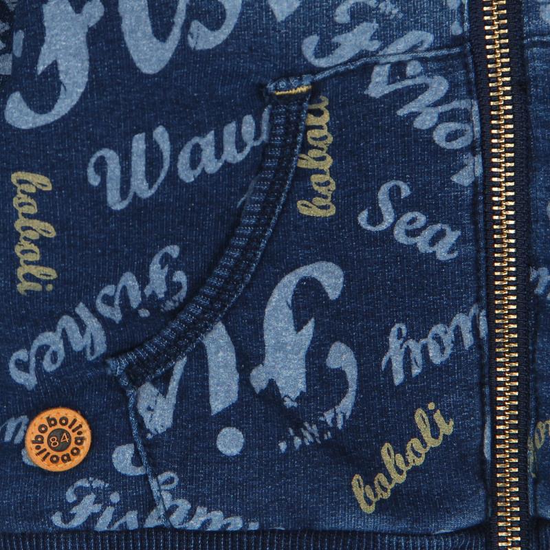 Ocieplana bluza rozpinana z kapturem statki kolor denim Boboli dla chłopca