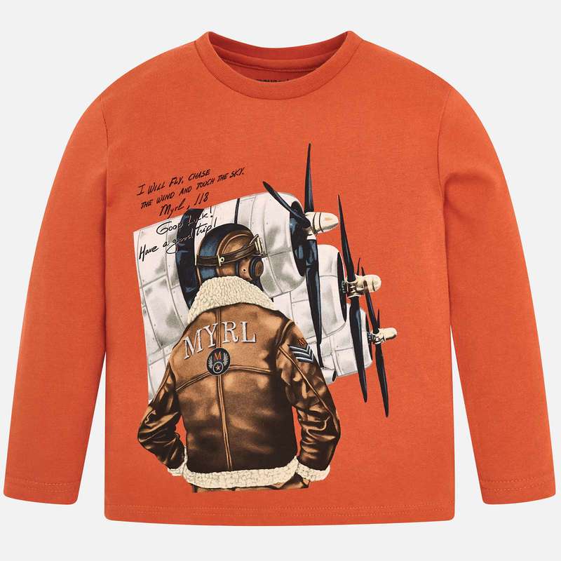 Bluzka z długim rękawem dla chłopca kolor terakota Mayoral