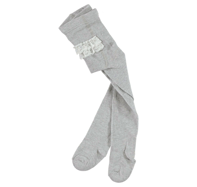 Rajstopy z falbanką dla dziewczynki kolor szary iDO