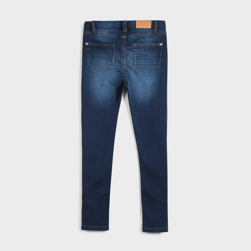 Długie spodnie jegginsy basic kolor ciemny jeans Mayoral dla dziewczynki