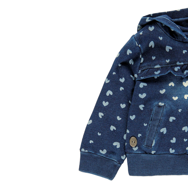 Bluza rozpinana z kapturem dla dziewczynki kolor denim Boboli