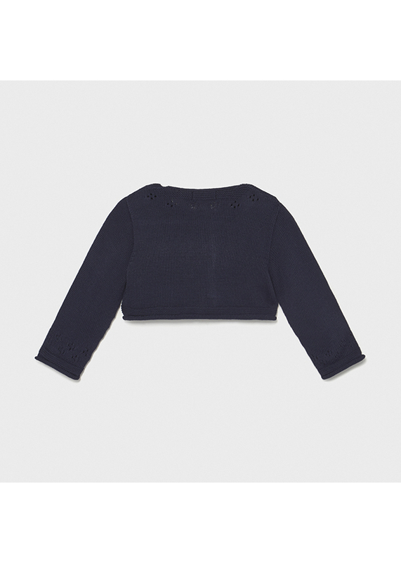 Sweterek bolerko do sukienki ażurowy kolor granatowy Mayoral dla dziewczynki