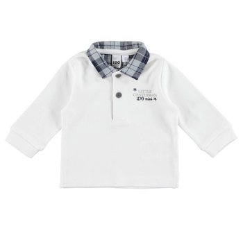 Bluzka polo niemowlęca z długim rękawem dla chłopca Śmietankowy iDO