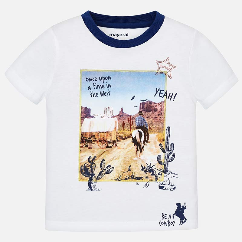 Koszulka z krókim rękawem i lamówką dla chłopca Mayoral