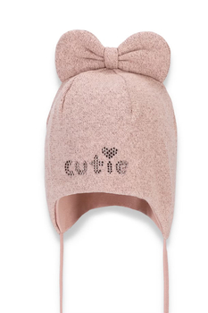 Czapka wiązana z kokardą Kasandra dla dziewczynki Broel różowa