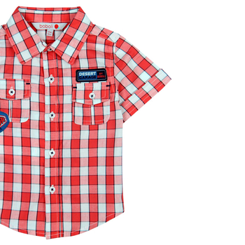 Koszula z krótkim rękawem w kratę dla chłopca Boboli