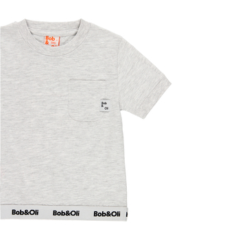 Bluzka z krótkim rękawem z bawełny organicznej kolor szary Boboli dla dziewczynki