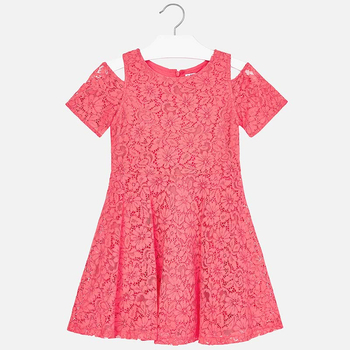 Sukienka z koronki w kolorze koralowy Mayoral dla dziewczynki