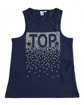 Bluzka bez rękawów dla dziewczynki kolor Granatowy iDO