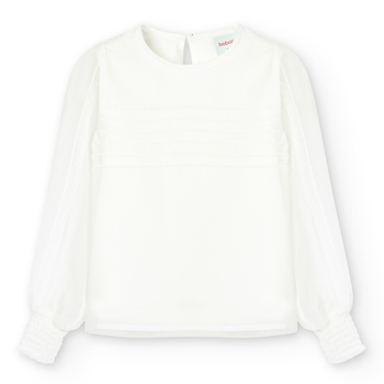 Bluzka koszulowa z długim rękawem w kolorze śmietankowym Boboli dla dziewczynki