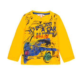 Bluzka z długim rękawem graffiti Boboli dla chłopca kolor żółty
