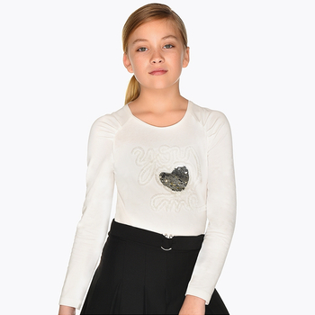 Bluzka z długim rękawem dla dziewczynki Mayoral kolor kremowy