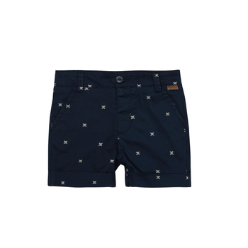 Bermudy pirackie satynowe dla chłopca granatowe nadruk