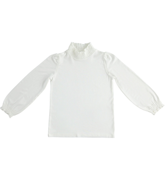 Elegancka buzka z półgolfem dla dziewczynki kolor biały