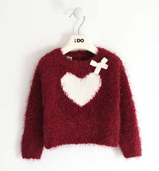Sweter dla dziewczynki z sercem Bordo