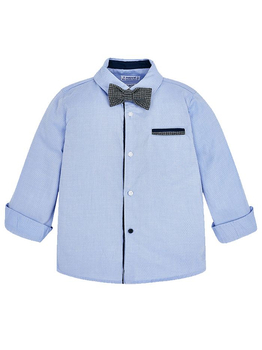 Koszula niebieska z muszką z długim rękawem Mayoral dla chłopca