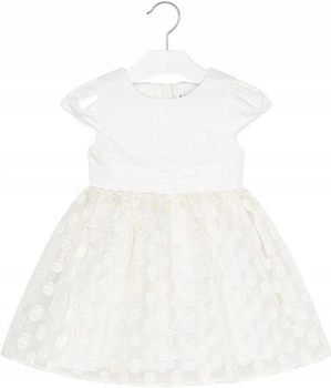 Sukienka elegancka  z krótkim rękawem Mayoral kolor kremowy