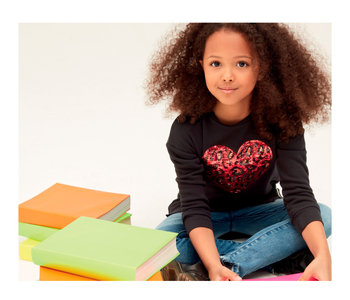 Sukienka/tunika rękaw 3/4 serce dla dziewczynki kolor czarny iDO